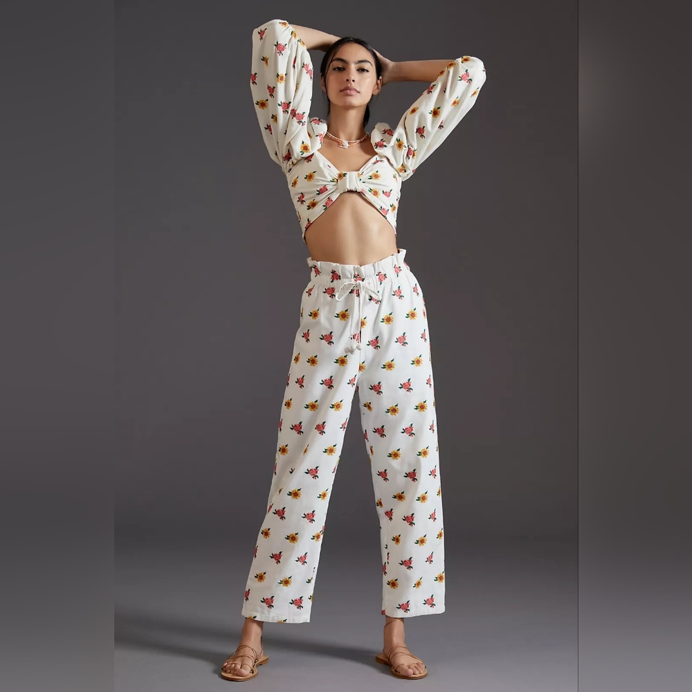 Brand New with Tags. Farm Rio Floral Cross-Stitch Pants. Large.
